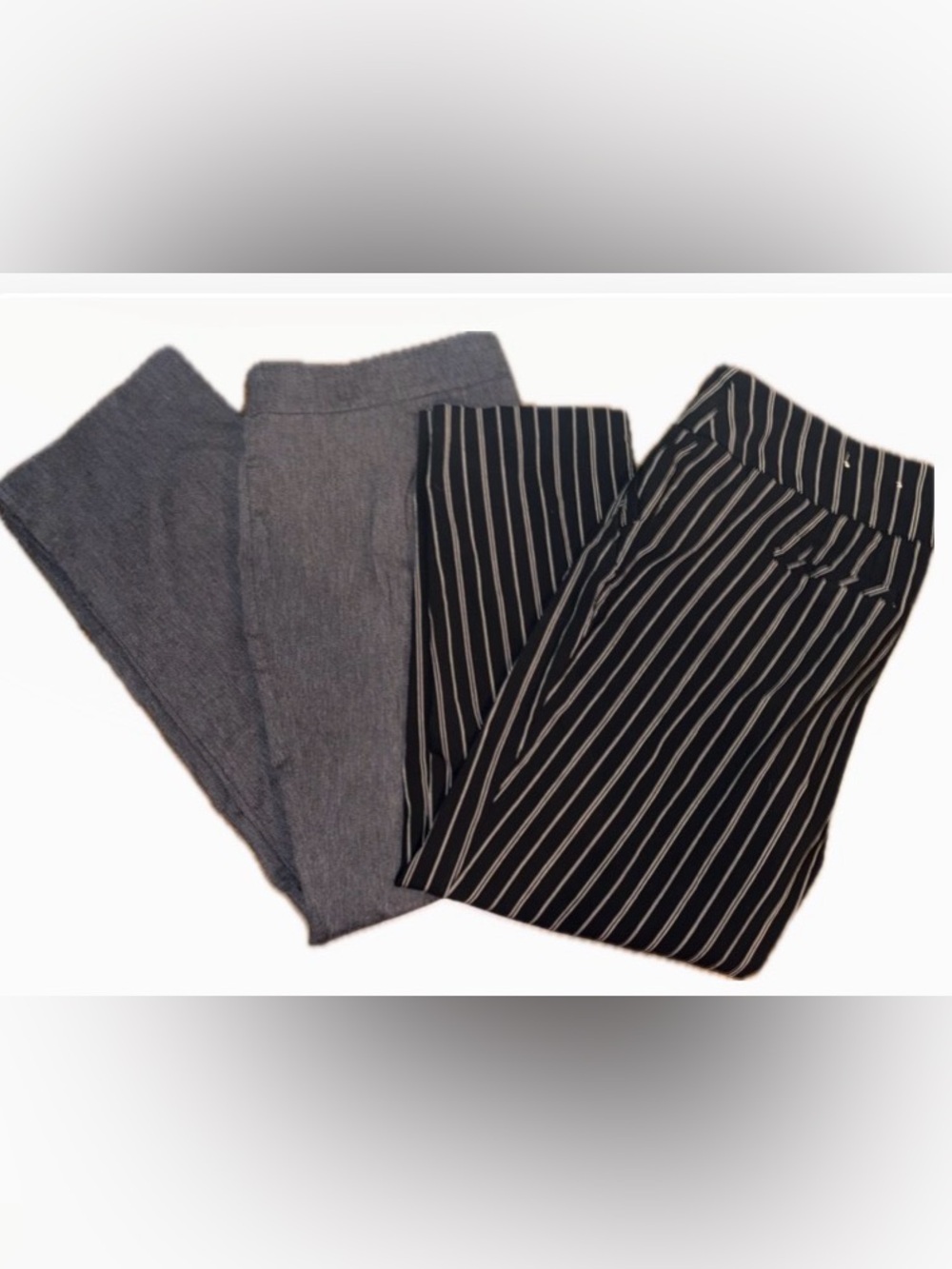2-Pair Dress Pants Bundle Size 16 XL Pinstripe Gray Career Trousers